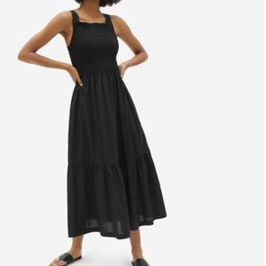 NWT Everlane Midi Smock Dress Black 4